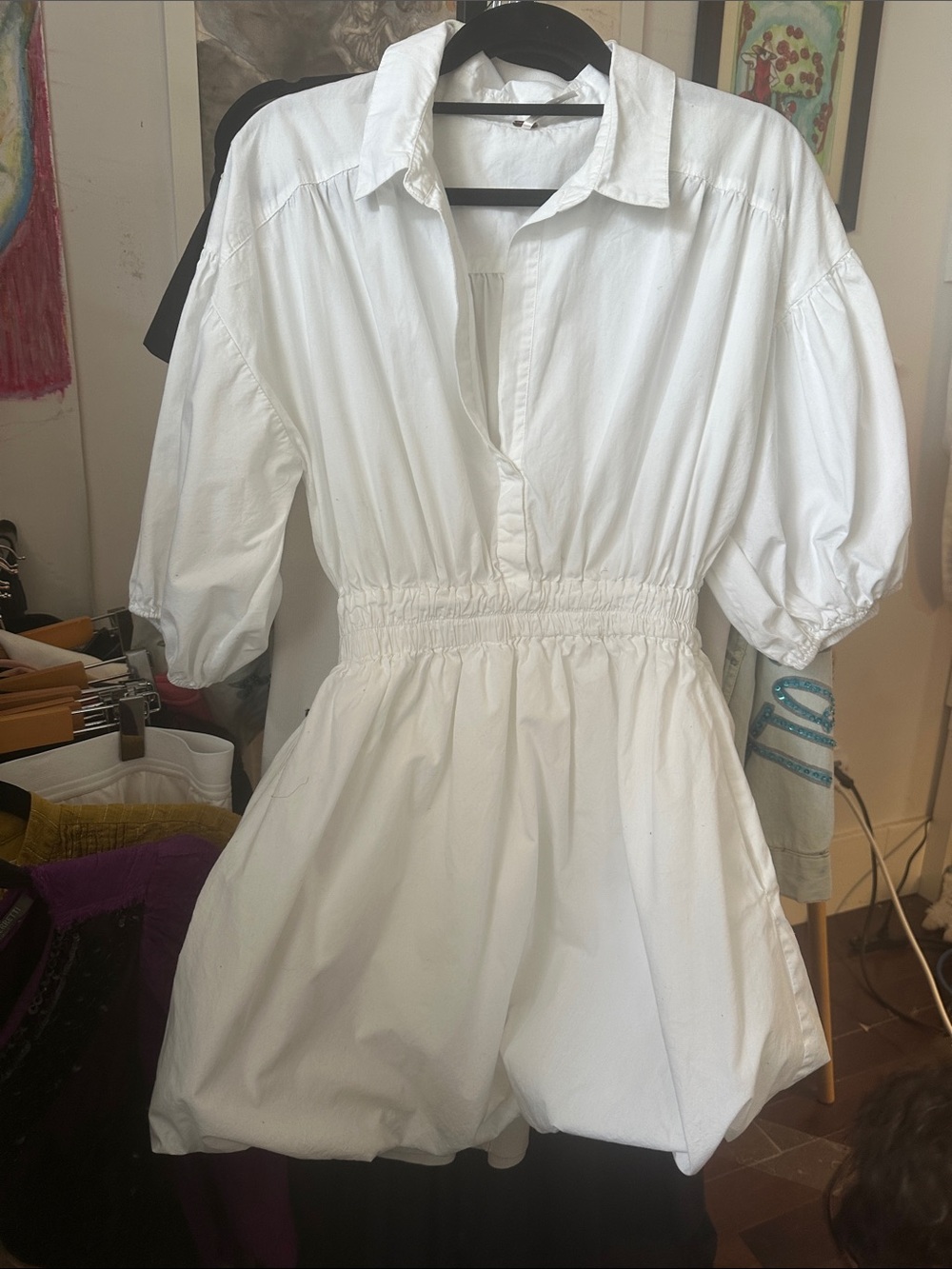 23” bust M free people white cotton bubble hem perfect summer dress